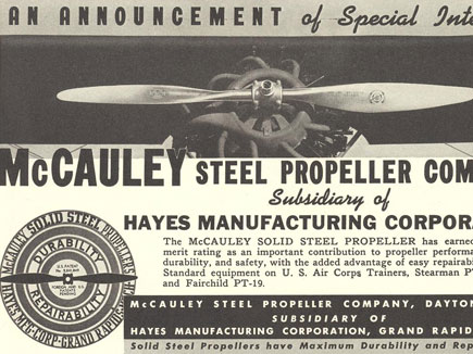 McCauley Solid Steel Blade  DWG. SS 210 - ad